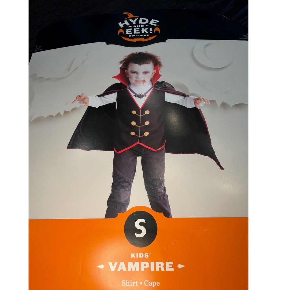 Hyde and Eek Boutique Kids Vampire Costume Shirt and Cape Set Black Red Size S